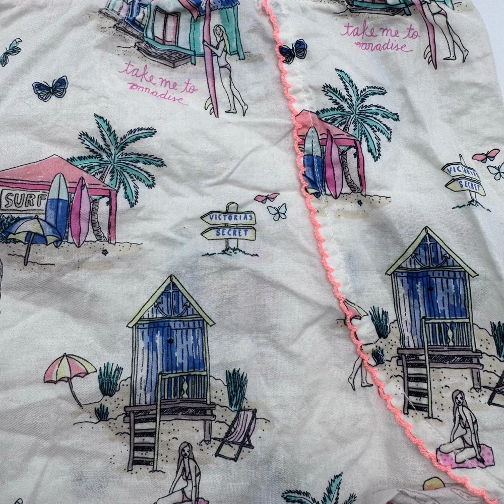 Victoria's Secret White Printed‎ Beach/Surf Scene Lounge Shorts, L - Picture 6 of 12